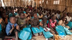 Children attend a class at a primary school in Muna Garage IDP camp, Maiduguri, Nigeria November 7, 2016. UNICEF/Naftalin/Handout via REUTERS