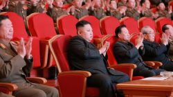 North Korean leader Kim Jong Un watches a performance given with splendor at the People's Theatre on Wednesday to mark the 70th anniversary of the founding of the State Merited Chorus in this photo released by North Korea's Korean Central News Agency (KCNA) in Pyongyang on February 23, 2017. KCNA/via REUTERS