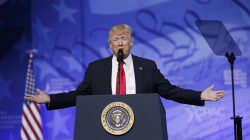U.S. President Donald Trump addresses the American Conservative Union's annual Conservative Political Action Conference (CPAC) in National Harbor, Maryland. U.S., February 24, 2017. REUTERS/Kevin Lamarque