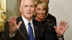 DAY 19 / FEBRUARY 7: Vice President Mike Pence was called in to break a Senate vote tie that threatened to defeat the confirmation of billionaire Betsy DeVos as education secretary.
