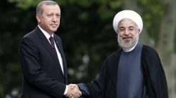 Iran's President Hassan Rouhani (R) is welcomed by Turkey's Prime Minister Tayyip Erdogan as he arrives for a meeting at Erdogan's office in Ankara June 9, 2014. REUTERS/Umit Bektas