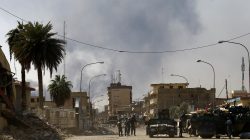 Military vehicles of federal police are seen during a battle with Islamic State militants in Mosul, Iraq, March 7, 2017. REUTERS/Thaier Al-Sudani