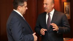 Turkish Foreign Minister Mevlut Cavusoglu meets his German counterpart Sigmar Gabriel in Berlin, Germany, March 8, 2017. Cem Ozdel/Turkish Foreign Ministry Press Office/Handout via Reuters