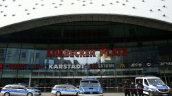 Police at the Limbecker Platz shopping mall in Essen, Germany, March 11, 2017, after it was shut due to attack threat. REUTERS/Thilo Schmuelgen