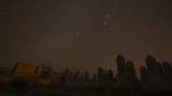 A graveyard is pictured at night in Aleppo, Syria