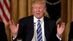 FILE PHOTO: U.S. President Donald Trump attends a meeting with U.S. House Deputy Whip team at the East room of the White House in Washington, U.S. March 7, 2017. REUTERS/Carlos Barria/File Photo