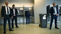 Dutch far-right politician Geert Wilders of the PVV party surrounded by security as he votes in the general election in The Hague, Netherlands, March 15, 2017. REUTERS/Dylan Martinez