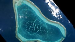 Boats at Scarborough Shoal in the South China Sea are shown in this handout photo provided by Planet Labs, and captured on March 12, 2016. REUTERS/Planet Labs/Handout via Reuters