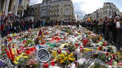 People take part in a rally called "The march against the fear, Tous Ensemble, Samen Een, All Together" in memory for the victims of bomb attacks in Brussels metro and Brussels international airport of Zaventem, in Brussels, Belgium, April 17, 2016. REUTERS/Yves Herman/File Photo