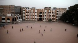 Boys play football in the yard of The al-Shawkani Foundation for Orphans Care in Sanaa, Yemen, January 24, 2017. REUTERS/Khaled Abdullah