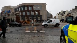 A police car is parked outside the Scottish Parliament following suspension of the referendum debate in Edinburgh Scotland, Britain March 22, 2017. REUTERS/Russell Cheyne