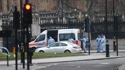 Police work at Carriage Gate outside the Houses of Parliament. REUTERS/Neil Hall