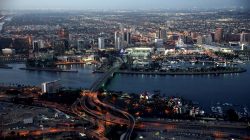 The city of Long Beach is seen at dusk, California, U.S., September 8, 201