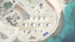 Construction is shown on Fiery Cross Reef, in the Spratly Islands, the disputed South China Sea. CSIS/AMTI DigitalGlobe/Handout via REUTERS
