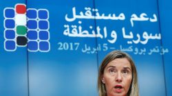 European Union foreign policy chief Federica Mogherini takes part in a joint news conference during an international conference on the future of Syria and the region, in Brussels, Belgium, April 5, 2017. REUTERS/Yves Herman