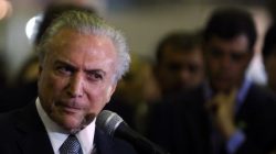 Brazil's President Michel Temer listens to questions from the media during LAAD, the biggest military industry expo in Latin America in Rio de Janeiro, Brazil, April 4, 2017. REUTERS/Pilar Olivares