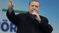Turkish President Tayyip Erdogan addresses his supporters during a rally for the upcoming referendum in the Black Sea city of Rize, Turkey, April 3, 2017. REUTERS/Umit Bektas