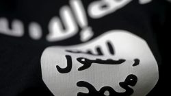 An Islamic State flag is seen in this picture illustration taken