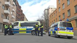 Policemen guard next to the court before the detention hearing of suspect in Friday's attack in Stockholm, Sweden April 11, 2017. REUTERS/Anna Ringstrom
