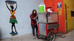 Mehtap Yoruk, a former Turkish nursery school teacher who was dismissed as part of a massive purge after last July’s failed coup, cleans her chicken and rice stall in the southeastern city of Diyarbakir, Turkey, April 7, 2017. Picture taken April 7, 2017. REUTERS/Sertac Kayar