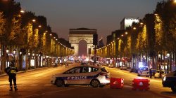 Police secure the Champs Elysee Avenue after one policeman was killed and another wounded in a shooting incident in Paris, France, April 20, 2017. REUTERS/Christian Hartmann