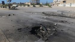 A crater is seen at the site of an airstrike, after what rescue workers described as a suspected gas attack in the town of Khan Sheikhoun in rebel-held Idlib, Syria April 4, 2017. REUTERS/Ammar Abdullah
