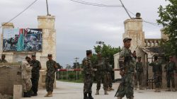 FILE PHOTO: Afghan national Army (ANA) troops keep watch near the site of an attack on an army headquarters in Mazar-i-Sharif, northern Afghanistan April 21, 2017. REUTERS/Anil Usyan