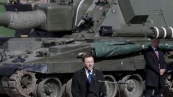 FILE PHOTO: Estonia’s Defence Minister Margus Tsahkna speaks during the official ceremony welcoming the deployment of a multi-national NATO battalion in Tapa, Estonia, April 20, 2017. REUTERS/Ints Kalnins/File Photo