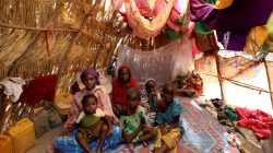 A family is pictured in their straw grass home at the IDP camp at Gamboru, Borno, Nigeria April 27, 2017. REUTERS/Afolabi Sotunde