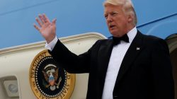 U.S. President Donald Trump arrives aboard Air Force One at JFK International Airport in New York, U.S. May 4, 2017. REUTERS/Jonathan Ernst