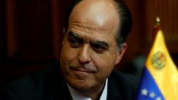 President of the National Assembly and deputy of the Venezuelan coalition of opposition parties (MUD) Julio Borges talks to the media at the Congress in Lima, Peru, May 11, 2017. REUTERS/Guadalupe Pardo