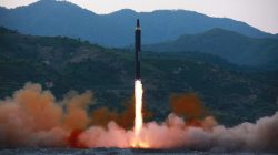 The long-range strategic ballistic rocket Hwasong-12 (Mars-12). KCNA via REUTERS