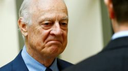 United Nations Special Envoy for Syria Staffan de Mistura attends a meeting during Intra Syria talks at the U.N. in Geneva, Switzerland, May 16, 2017. REUTERS/Denis Balibouse