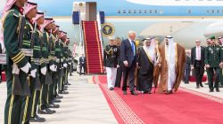 Saudi Arabia's King Salman bin Abdulaziz Al Saud and U.S. President Donald Trump walk during a reception ceremony in Riyadh, Saudi Arabia, May 20, 2017.Bandar Algaloud/Courtesy of Saudi Royal Court/Handout via REUTERS