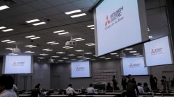 FILE PHOTO: Logos of Mitsubishi Electric Corp are seen at a news conference at the company's headquarters in Tokyo, Japan, May 23, 2016. REUTERS/Toru Hanai/File Photo