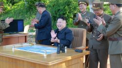 FILE PHOTO : North Korean leader Kim Jong Un inspects the intermediate-range ballistic missile Pukguksong-2's launch test with Ri Pyong Chol (2nd L in black uniform) and Jang Chang Ha (R) in this undated photo released by North Korea's Korean Central News Agency (KCNA) May 22, 2017. REUTERS/KCNA/File Photo