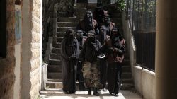 Women perform in a scene from 'Black Crows' series, believed to be filmed in Lebanon, April 19, 2016.