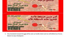 A copy of leaflets, with English-language translation, that were dropped by the U.S. military in southern Syria in recent days to advise Iran-backed forces to depart an area near a garrison used by U.S. and U.S.-backed forces as tensions mount are shown in this handout provided June 1, 2017. Courtesy U.S. Defense Department/Handout via REUTERS