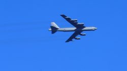 U.S. Air Force B-52 bomber flies during the annual recurring multinational, maritime-focused NATO exercise BALTOPS 2017 near Ventspils, Latvia June 6, 2017. REUTERS/Ints Kalnins
