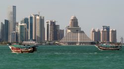 Buildings are seen on a coast line in Doha, Qatar June 5, 2017. REUTERS/Stringer