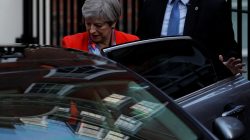Britain's Prime Minister Theresa May leaves the Conservative Party's Headquarters after Britain's election in London, June 9, 2017. REUTERS/Peter Nicholls