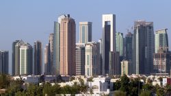 FILE PHOTO: A view shows buildings in Doha, Qatar, June 9, 2017. REUTERS/Naseem Zeitoon