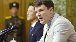 FILE PHOTO - Otto Frederick Warmbier, a University of Virginia student who has been detained in North Korea since early January, attends a news conference in Pyongyang, North Korea, in this photo released by Kyodo February 29, 2016. Mandatory credit REUTERS/Kyodo/File Photo