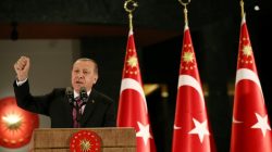 Turkish President Tayyip Erdogan makes a speech during a fast-breaking iftar dinner at the Presidential Palace in Ankara, Turkey, June 20, 2017. Yasin Bulbul/Presidential Palace/Handout via REUTERS