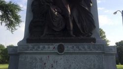 FILE PHOTO: Red paint is seen on a vandalized Confederate Memorial in Forest Park in St. Louis, Missouri in this photo from St. Louis' Mayor's office released on June 24, 2015.REUTERS/St. Louis Office of the Mayor/Handout via REUTERS/File Photo