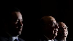 Brazil's Central Bank President Ilan Goldfajn looks on during a news conference next to Brazil's Economy Minister Henrique Meirelles and Brazil's Planning Minister Dyogo Henrique de Oliveira in Brasilia, Brazil June 29, 2017. REUTERS/Ueslei Marcelino