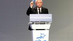 Leader of ruling party Jaroslaw Kaczynski gestures during a Law and Justice party congress in Przysucha, Poland July 1, 2017. Agencja Gazeta/Slawomir Kaminski via REUTERS