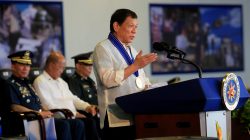 Philippines President Rodrigo Duterte gestures as he delivers a speech during the 70th Philippine Air Force (PAF) anniversary at Clark Air Base in Angeles city north of Manila, Pampanga province, Philippines July 4, 2017. REUTERS/Romeo Ranoco