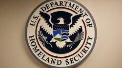 FILE PHOTO: U.S. Department of Homeland Security emblem is pictured at the National Cybersecurity & Communications Integration Center (NCCIC) located just outside Washington in Arlington, Virginia September 24, 2010. REUTERS/Hyungwon Kang/File Photo -