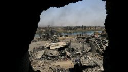 An old bridge destroyed by clashes is seen in the Old City of Mosul, Iraq July 10, 2017